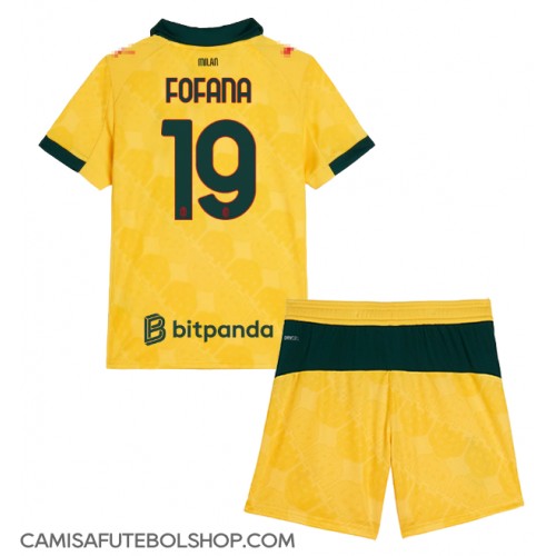 Camisa de time de futebol AC Milan Youssouf Fofana #19 Replicas 3º Equipamento Infantil 2025-26 Manga Curta (+ Calças curtas)